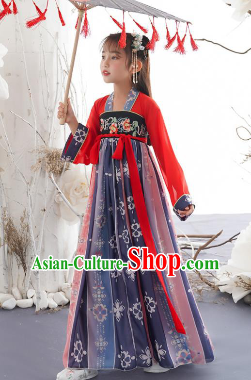 China Children Dance Hanfu Dress Ancient Girl Princess Fashion Costumes Traditional Tang Dynasty Clothing China Children Dance Hanfu Dress Ancient Girl Princess Fashion Costumes Traditional Tang Dynasty Clothing