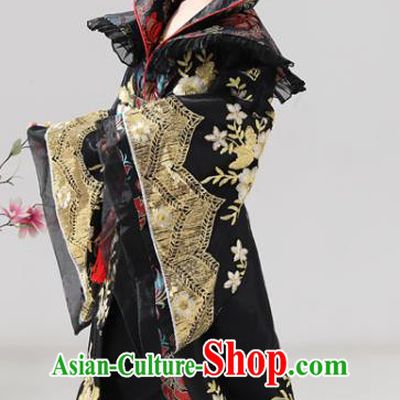 China Tang Dynasty Girl Empress Clothing Ancient Children Costumes Traditional Stage Show Queen Black Hanfu Dress
