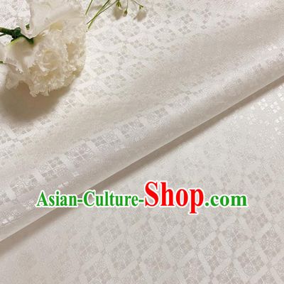 China Traditional Hanfu Dress Silk Fabric Song Dynasty White Brocade Tang Suit Damask Classical Rhombus Pattern Satin Tapestry