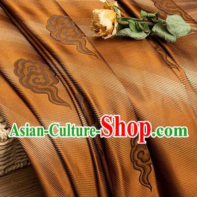 China Traditional Mongolian Robe Silk Fabric Brown Brocade Tang Suit Satin Damask Jacquard Cloud Pattern Tapestry