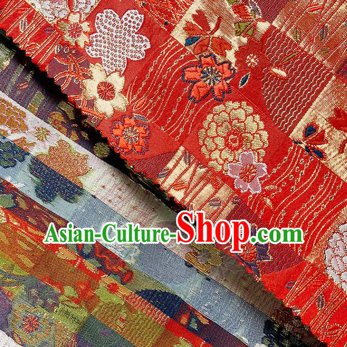 Asian Camellia Pattern Satin Drapery Japanese Traditional Tapestry Fabric Kimono Red Nishijin Brocade Asian Camellia Pattern Satin Drapery Japanese Traditional Tapestry Fabric Kimono Red Nishijin Brocade