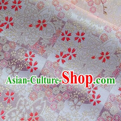 Japanese Traditional Sakura Pattern Pink Satin Drapery Asian Kimono Tapestry Fabric Nishijin Brocade