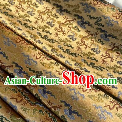 China Tibetan Robe Yellow Song Brocade Tang Suit Damask Classical Cloud Pattern Satin Tapestry Traditional Hanfu Silk Fabric
