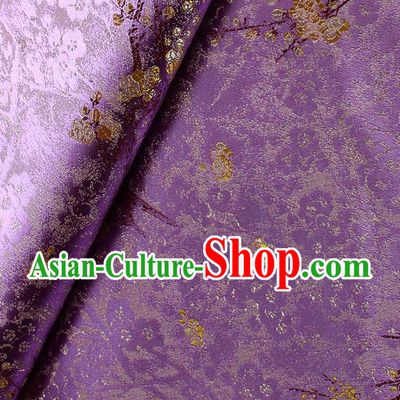 China Traditional Hanfu Silk Fabric Jacquard Purple Brocade Tang Suit Damask Classical Plum Blossom Pattern Satin Tapestry