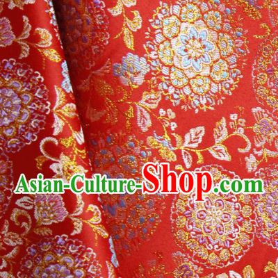 China Wedding Dress Jacquard Brocade Tang Suit Damask Classical Flowers Pattern Red Satin Tapestry Traditional Hanfu Silk Fabric