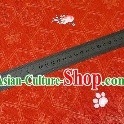 China Classical Hexagon Pattern Satin Tapestry Traditional Hanfu Dress Silk Fabric Jacquard Red Brocade Tang Suit Damask