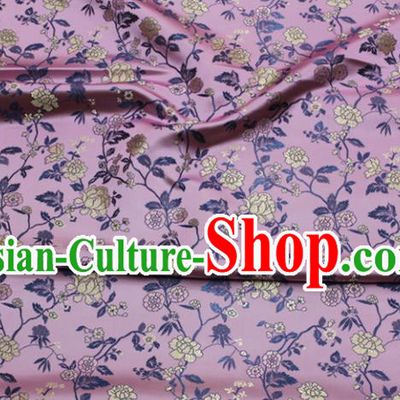 China Jacquard Brocade Mongolian Robe Pink Satin Damask Classical Flowers Pattern Tapestry Traditional Cheongsam Silk Fabric