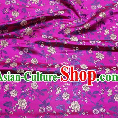 China Classical Flowers Pattern Tapestry Traditional Cheongsam Silk Fabric Jacquard Brocade Mongolian Robe Rosy Satin Damask