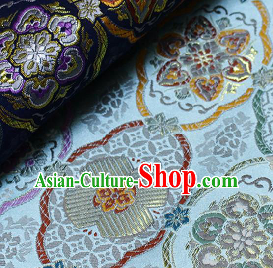 Asian Traditional Lucky Pattern Satin Drapery Kimono Tapestry Fabric Japanese Light Blue Nishijin Brocade Asian Traditional Lucky Pattern Satin Drapery Kimono Tapestry Fabric Japanese Light Blue Nishijin Brocade