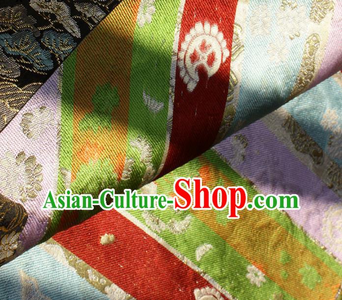Japanese Kimono Tapestry Fabric Black Nishijin Brocade Asian Traditional Wave Crane Pattern Satin Drapery Japanese Kimono Tapestry Fabric Black Nishijin Brocade Asian Traditional Wave Crane Pattern Satin Drapery