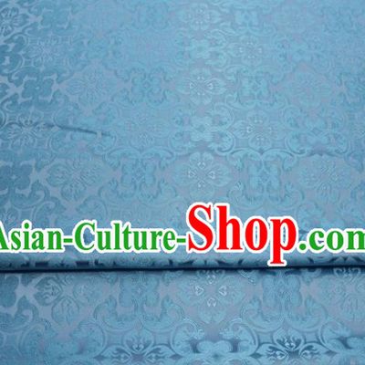China Traditional Silk Fabric Tang Suit Jacquard Light Blue Brocade Classical Plum Pattern Satin Damask Cheongsam Tapestry Material