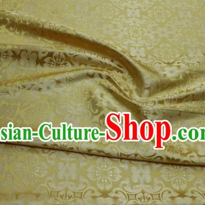 China Classical Plum Pattern Cheongsam Tapestry Yellow Satin Damask Traditional Silk Fabric Tang Suit Jacquard Brocade Material