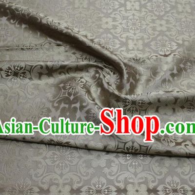 China Classical Cheongsam Tapestry Grey Satin Damask Traditional Plum Pattern Silk Fabric Tang Suit Jacquard Brocade Material