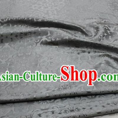 China Traditional Plum Pattern Silk Fabric Tang Suit Jacquard Brocade Material Classical Cheongsam Tapestry Grey Satin Damask