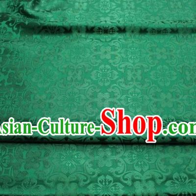 China Classical Cheongsam Tapestry Tang Suit Green Satin Damask Traditional Plum Pattern Silk Fabric Jacquard Brocade Material