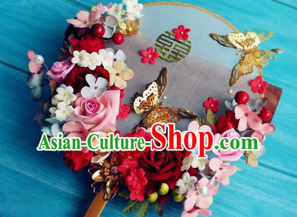 Handmade Chinese Wedding Palace Fan Ming Dynasty Princess Fan Traditional Hanfu Circular Fan Handmade Chinese Wedding Palace Fan Ming Dynasty Princess Fan Traditional Hanfu Circular Fan