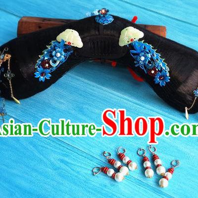 China Ancient Imperial Consort Hairpieces Drama Story of Yanxi Palace Headdress Traditional Qing Dynasty Court Woman Wigs and Hairpins