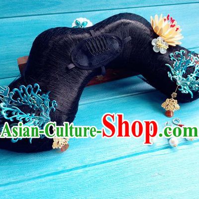 China Drama Story of Yanxi Palace Wei Yingluo Headdress Traditional Qing Dynasty Manchu Woman Wigs and Hairpins Ancient Imperial Consort Hairpieces