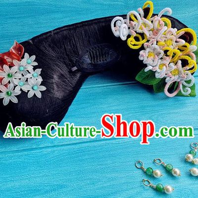 China Ancient Empress Hairpieces Drama Story of Yanxi Palace Fucha Rongyin Headdress Traditional Qing Dynasty Manchu Queen Wigs and Hairpins