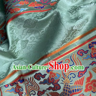 Asian Chinese Ming Dynasty Tapestry Fabric Traditional Phoenix Pattern Light Green Brocade Hanfu Dress Zhuanghua Satin Jacquard Drapery
