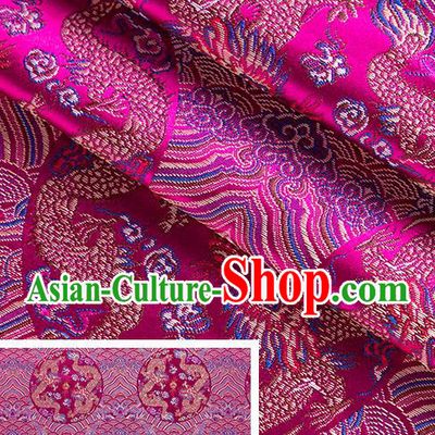 China Jacquard Rosy Brocade Material Classical Cheongsam Tapestry Tang Suit Satin Damask Traditional Wave Dragon Pattern Silk Fabric