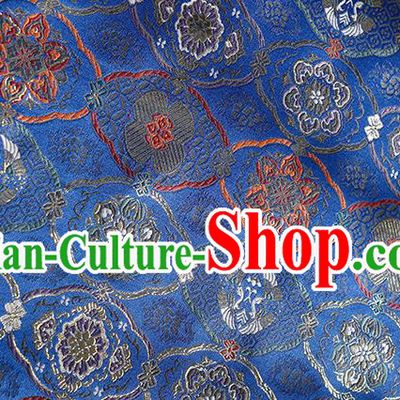 China Jacquard Silk Fabric Classical Cheongsam Blue Satin Damask Tang Suit Tapestry Traditional Lotus Pattern Brocade Material