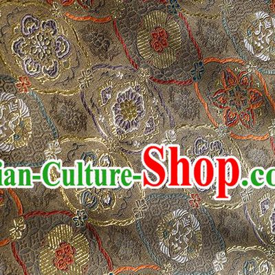 China Classical Cheongsam Silk Fabric Tang Suit Tapestry Traditional Lotus Pattern Brocade Material Jacquard Khaki Satin Damask
