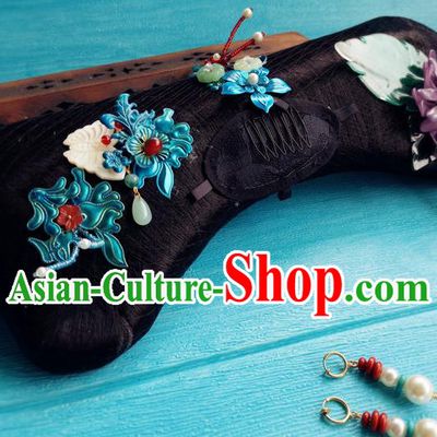 China Traditional Qing Dynasty Manchu Woman Wigs and Hairpins Ancient Imperial Consort Hairpieces Drama Story of Yanxi Palace Wei Yingluo Headdress