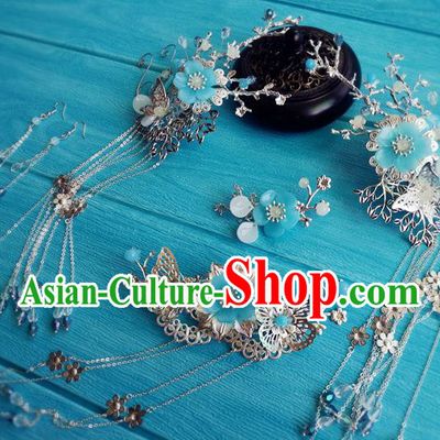 Chinese Ming Dynasty Palace Lady Hairpins Traditional Hanfu Hair Accessories Ancient Princess Argent Hair Crown Full Set