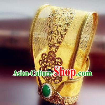 Chinese Ancient Emperor Golden Hairdo Crown Traditional Drama Si Mei Ren Headpiece Warring States Period Chu Huai King Hair Accessories