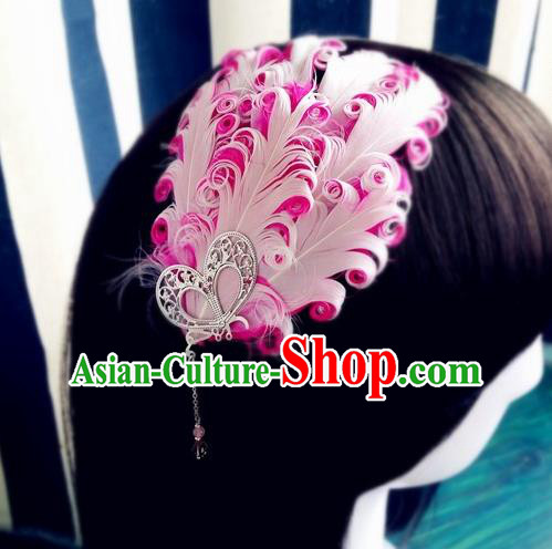 Chinese Traditional Hanfu Hair Clasp Hair Accessories Ancient Princess Pink Feather Hairpin Chinese Traditional Hanfu Hair Clasp Hair Accessories Ancient Princess Pink Feather Hairpin
