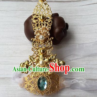 Chinese Ancient Young Knight Golden Hairdo Crown Traditional Tang Dynasty Swordsman Headwear