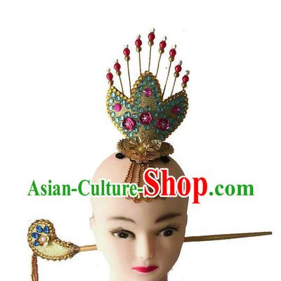Chinese Ethnic Folk Dance Hairpins Traditional Korean Nationality Dance Headdress Stage Performance Golden Hair Crown