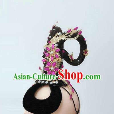 China Woman Solo Dance Hair Clasp Classical Dance Hairpieces Traditional Flying Fairy Dance Wigs