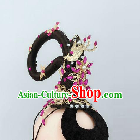 China Woman Solo Dance Hair Clasp Classical Dance Hairpieces Traditional Flying Fairy Dance Wigs China Woman Solo Dance Hair Clasp Classical Dance Hairpieces Traditional Flying Fairy Dance Wigs