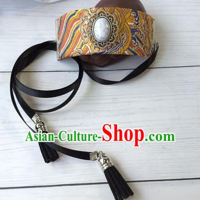 Chinese Classical Dance Headwear Traditional Ming Dynasty Hair Accessories Ancient King Yellow Hairdo Crown