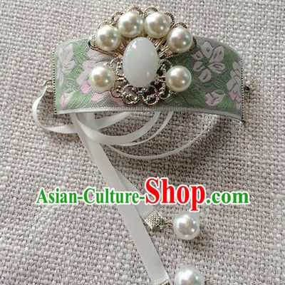 Chinese Ancient Scholar Headband Traditional Hanfu Hair Accessories Ming Dynasty Childe Embroidered Green Hairdo Crown