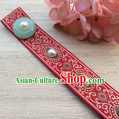 Chinese Traditional Ming Dynasty Childe Hair Accessories Ancient Young Scholar Red Headband Drama Swordsman Headpiece