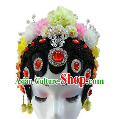 Chinese Peking Opera Hairpieces Classical Dance Hair Accessories Woman Stage Performance Wigs Headdress