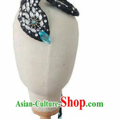 Chinese Woman Solo Dance Hairpieces Classical Dance Hair Accessories Stage Performance Wigs Chignon