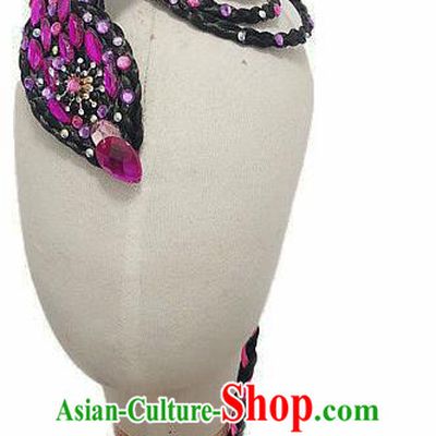 Chinese Stage Performance Wigs Chignon Woman Solo Dance Hairpieces Classical Dance Purple Hair Accessories