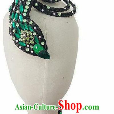 Chinese Classical Dance Green Hair Accessories Stage Performance Wigs Chignon Woman Solo Dance Hairpieces