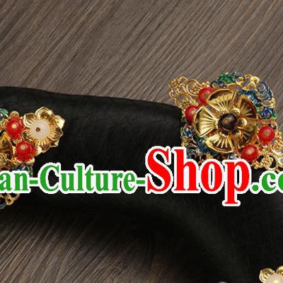 China Ancient Imperial Consort Wigs and Hairpins Drama Story of Yanxi Palace Hairpieces Traditional Qing Dynasty Manchu Princess Headdress