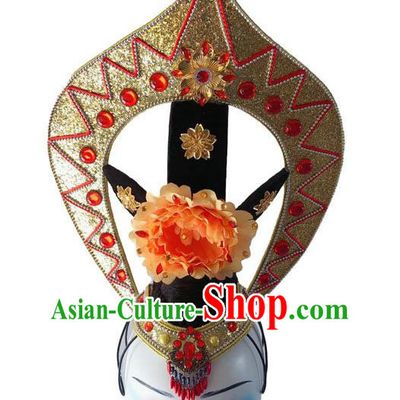 Chinese Traditional Drum Dance Performance Headdress Classical Flying Dance Wigs and Hair Crown Court Dance Headpiece
