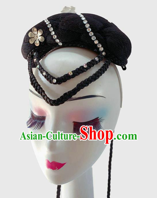 Chinese Classical Dance Wigs Chignon Court Dance Headpiece Traditional Woman Dance Headdress Chinese Classical Dance Wigs Chignon Court Dance Headpiece Traditional Woman Dance Headdress