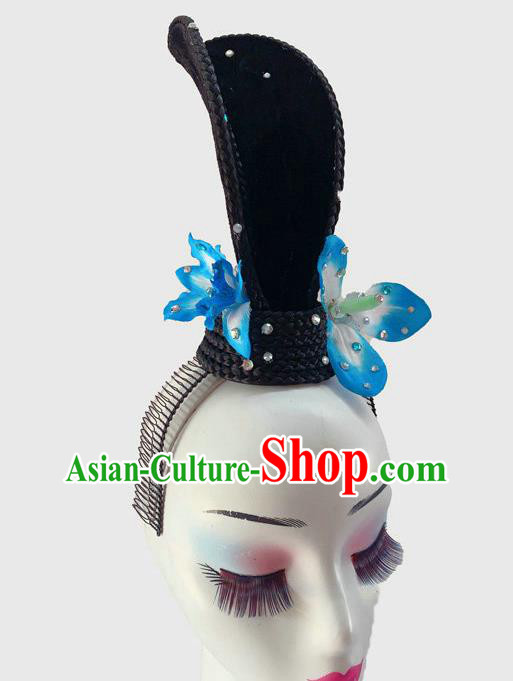 Chinese Traditional Woman Dance Hair Clasp Classical Dance Wigs Chignon Court Dance Headpieces Chinese Traditional Woman Dance Hair Clasp Classical Dance Wigs Chignon Court Dance Headpieces