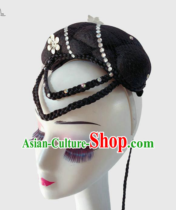 Chinese Classical Dance Wigs Chignon Court Dance Headpiece Traditional Woman Dance Headdress Chinese Classical Dance Wigs Chignon Court Dance Headpiece Traditional Woman Dance Headdress