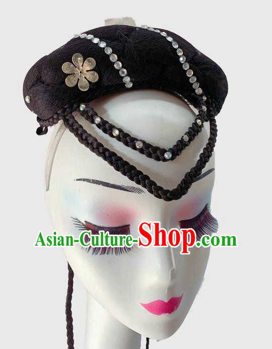Chinese Classical Dance Wigs Chignon Court Dance Headpiece Traditional Woman Dance Headdress Chinese Classical Dance Wigs Chignon Court Dance Headpiece Traditional Woman Dance Headdress