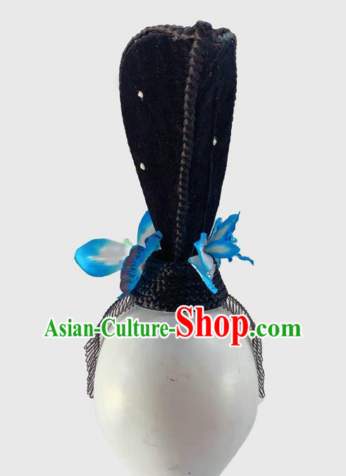 Chinese Traditional Woman Dance Hair Clasp Classical Dance Wigs Chignon Court Dance Headpieces Chinese Traditional Woman Dance Hair Clasp Classical Dance Wigs Chignon Court Dance Headpieces