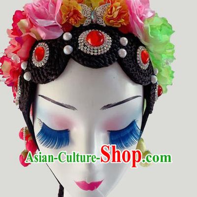 Chinese Woman Stage Performance Headdress Classical Dance Hair Accessories Peking Opera Diva Wigs Hairpieces